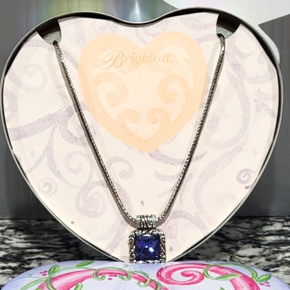 RETIRED BRIGHTON NWT REGINA AMETHYST PENDENT NECKLACE WITH HEART TIN - Picture 2 of 7